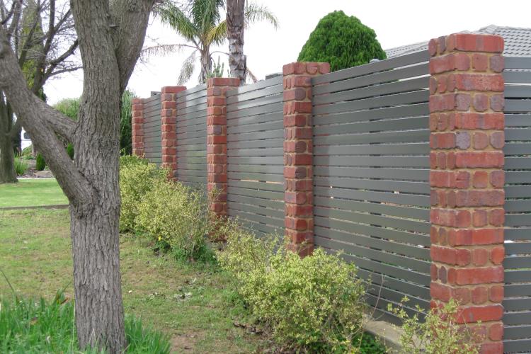 Panel and brick pillar wall. Wynn Vale, South Australia
